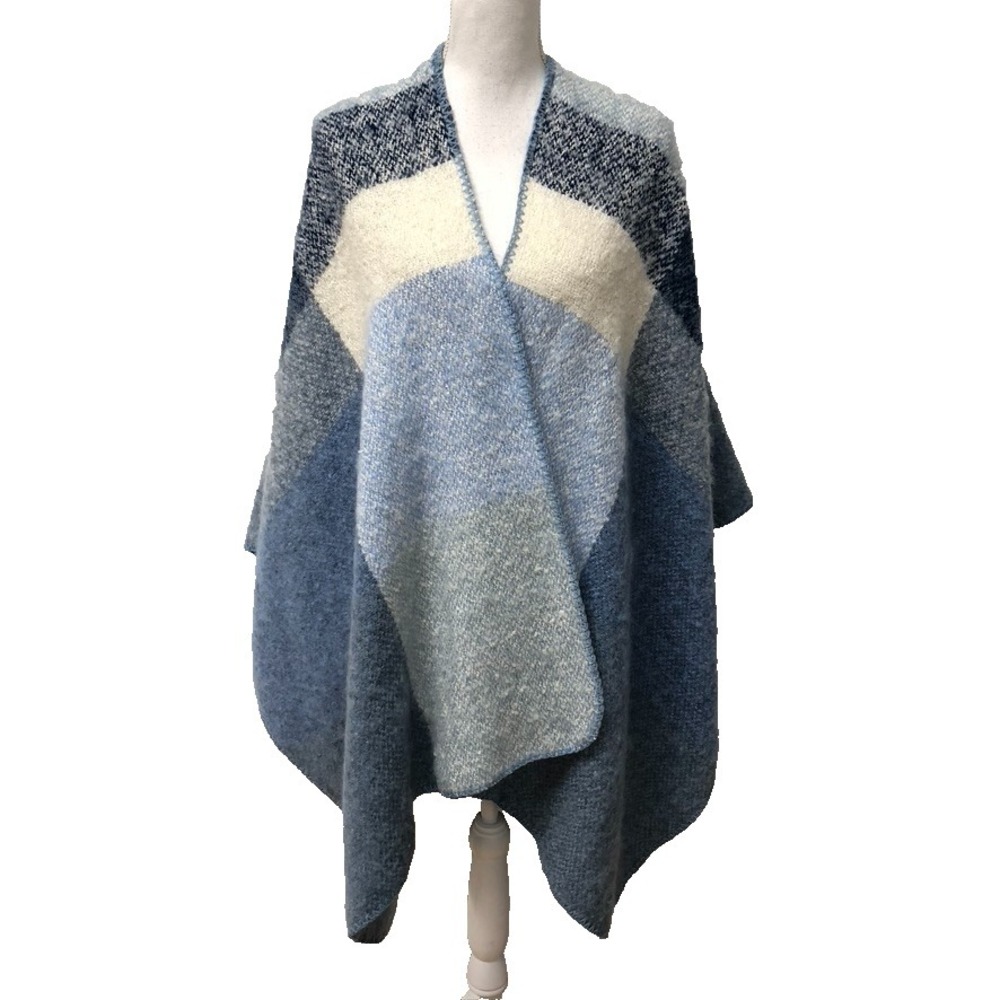 Treasure & Bond Poncho Cardigan Sweater Jumper Womens One Size Blue Oversize